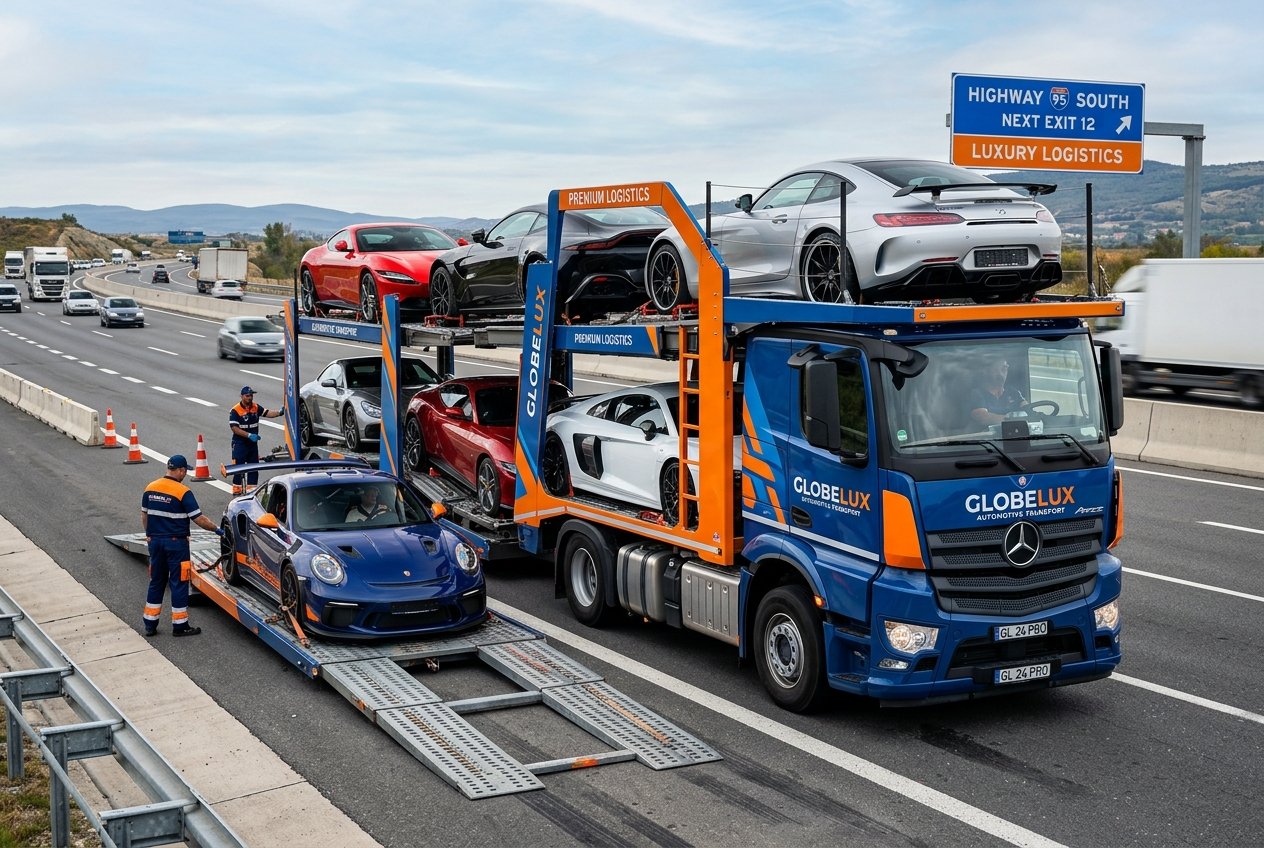 Luxury car transporter carrier shipping vehicle